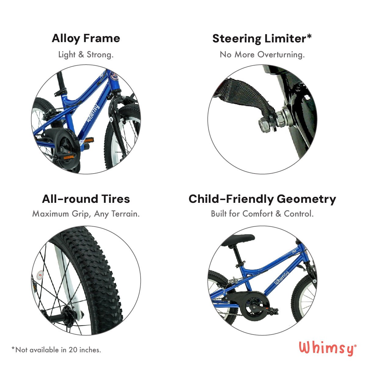 Whimsy Wheels Pro Aluminum 16" Kids Bike - Blue - Marah Kids