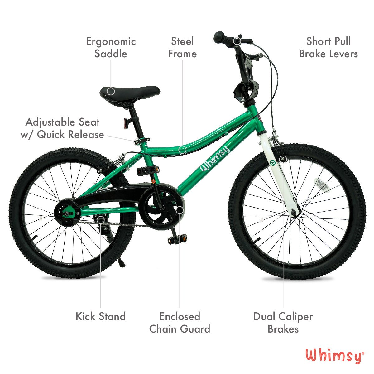 Whimsy Wheels Classic 20" Kids Bike - Green - Marah Kids