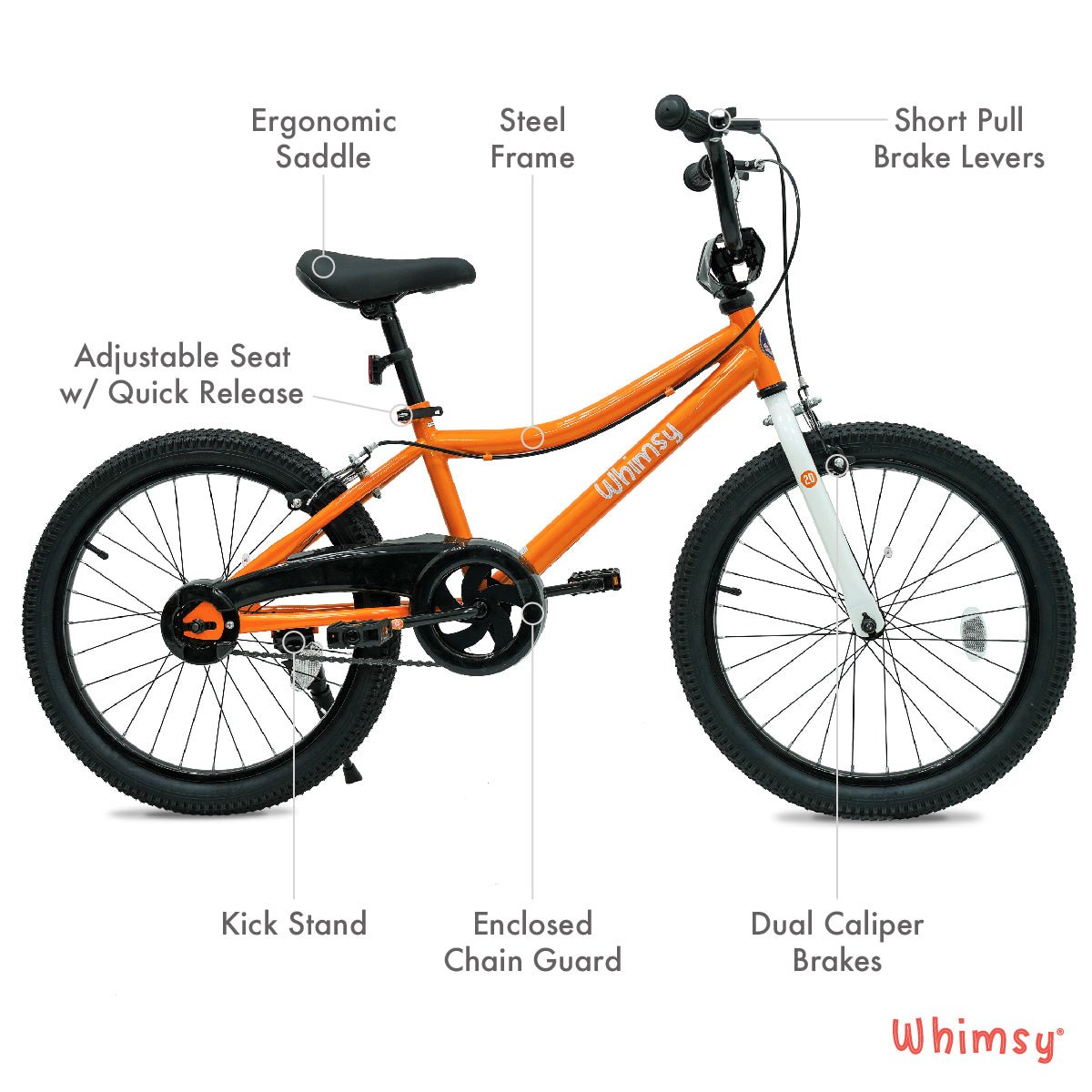 Whimsy Wheels Classic 20" Kids Bike - Orange - Marah Kids