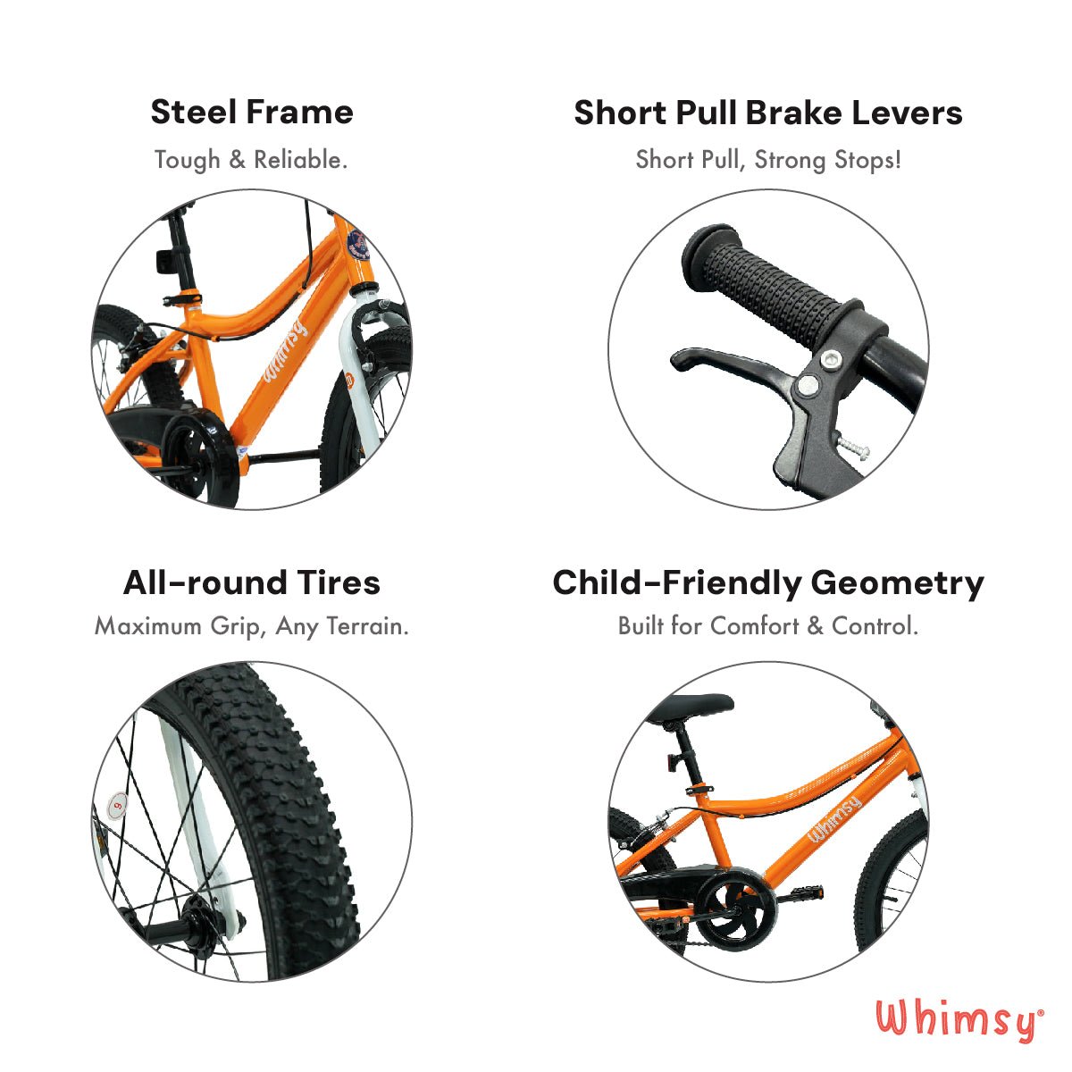 Whimsy Wheels Classic 20" Kids Bike - Orange - Marah Kids