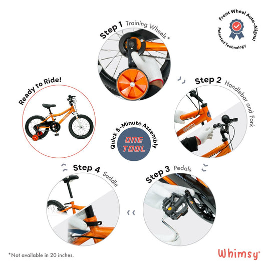 Whimsy Wheels Classic 20" Kids Bike - Orange - Marah Kids