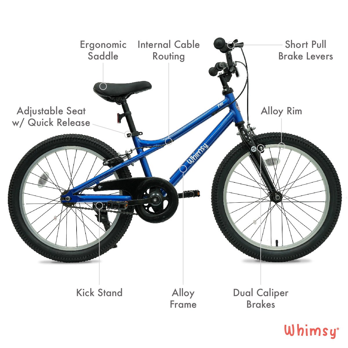 Whimsy Wheels Pro Aluminum 20" Kids Bike - Blue - Marah Kids