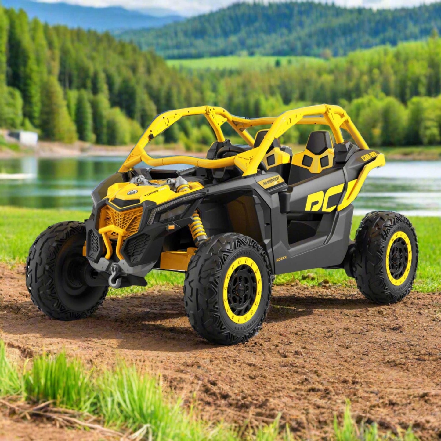 Can Am Maverick 24V Electric Ride - On Buggy - Yellow: LED, Remote, MP3, EVA Wheels - Marah Kids
