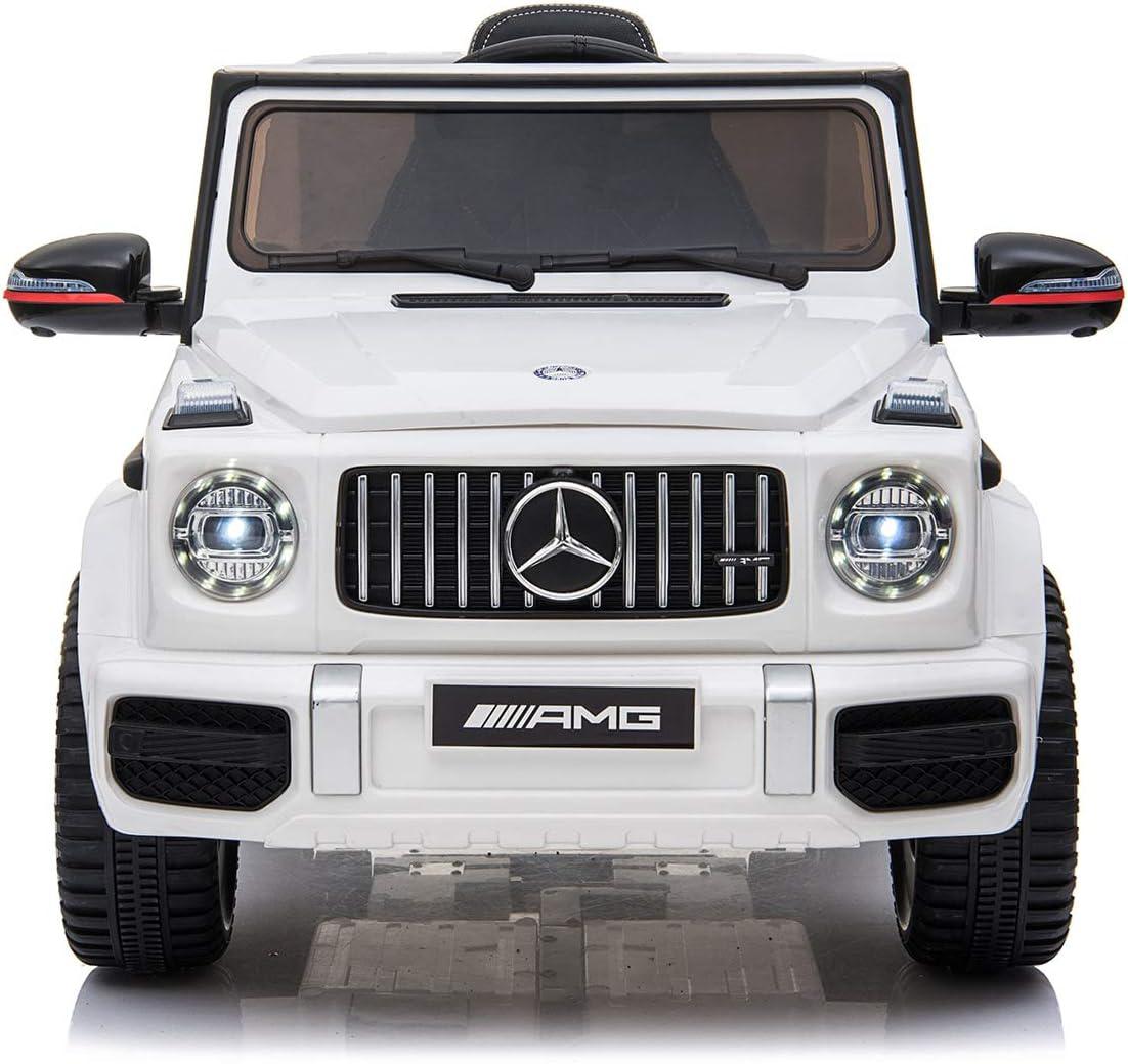 Mercedes G63 Kids Ride On Car - 2 Motor, Eva Wheels, Leather Seats (12V) Premium Version - White