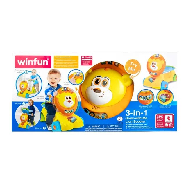 Winfun - 3 - in - 1 Grow - with - Me Lion Scooter - Marah Kids