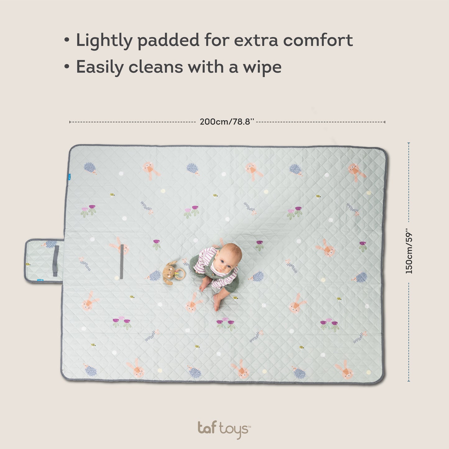 Taf Toys Urban Garden Play Mat | 200x150cm Foldable, Water-Resistant, Ages 0M+