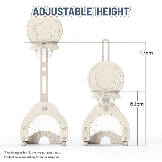 Basketball Stand W/ Football & Hockey Stick - Yellow - Marah Kids