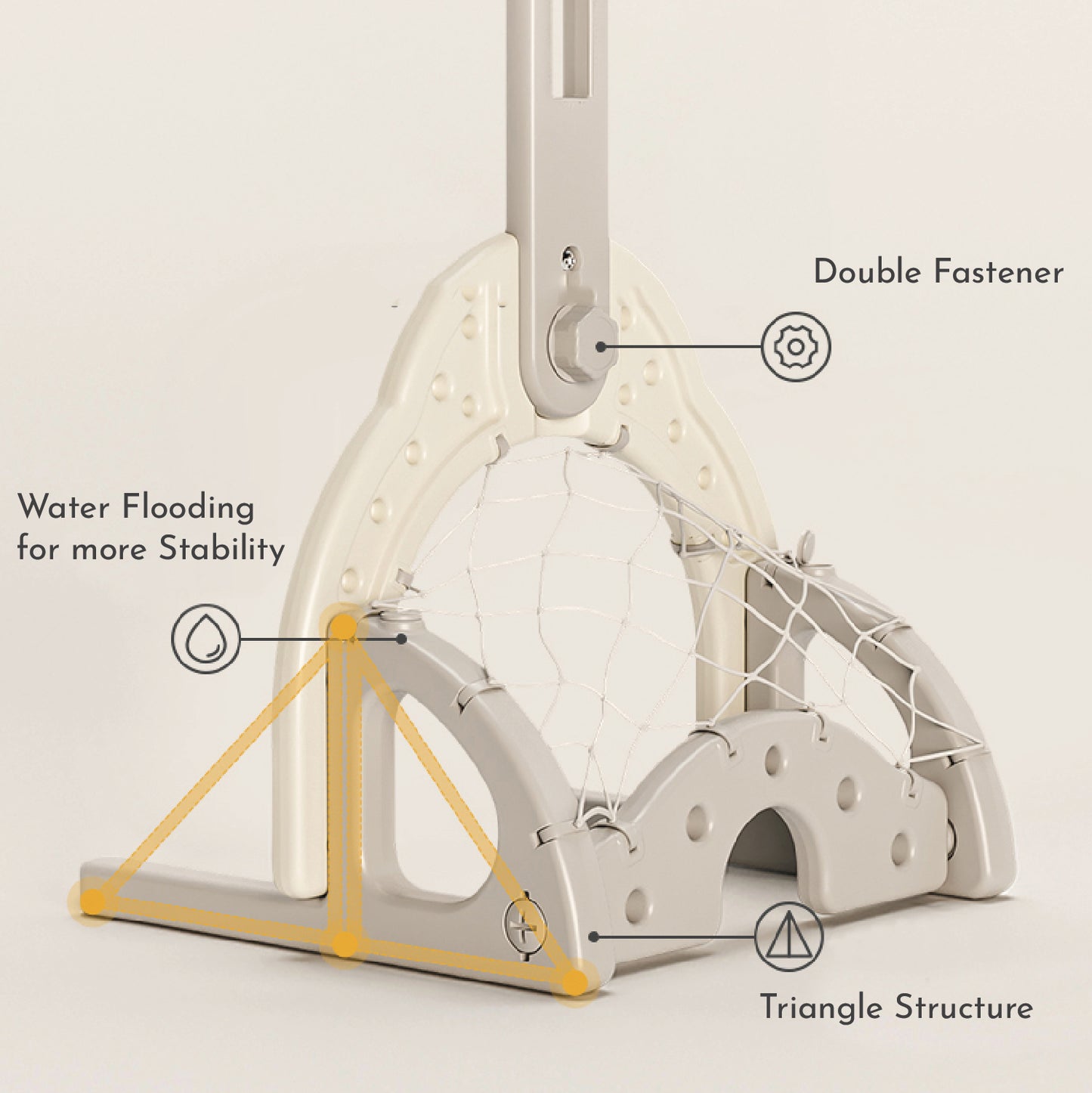 Basketball Stand W/ Football & Hockey Stick - White - Marah Kids