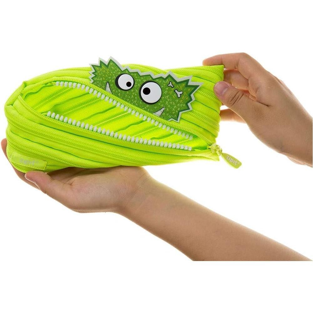 ZIPIT - Monstar Pencil Case for Kids, Cute Pen Pouch Holds Up to 30 Pens, Made of One Long Zipper! (Lime) - Marah Kids