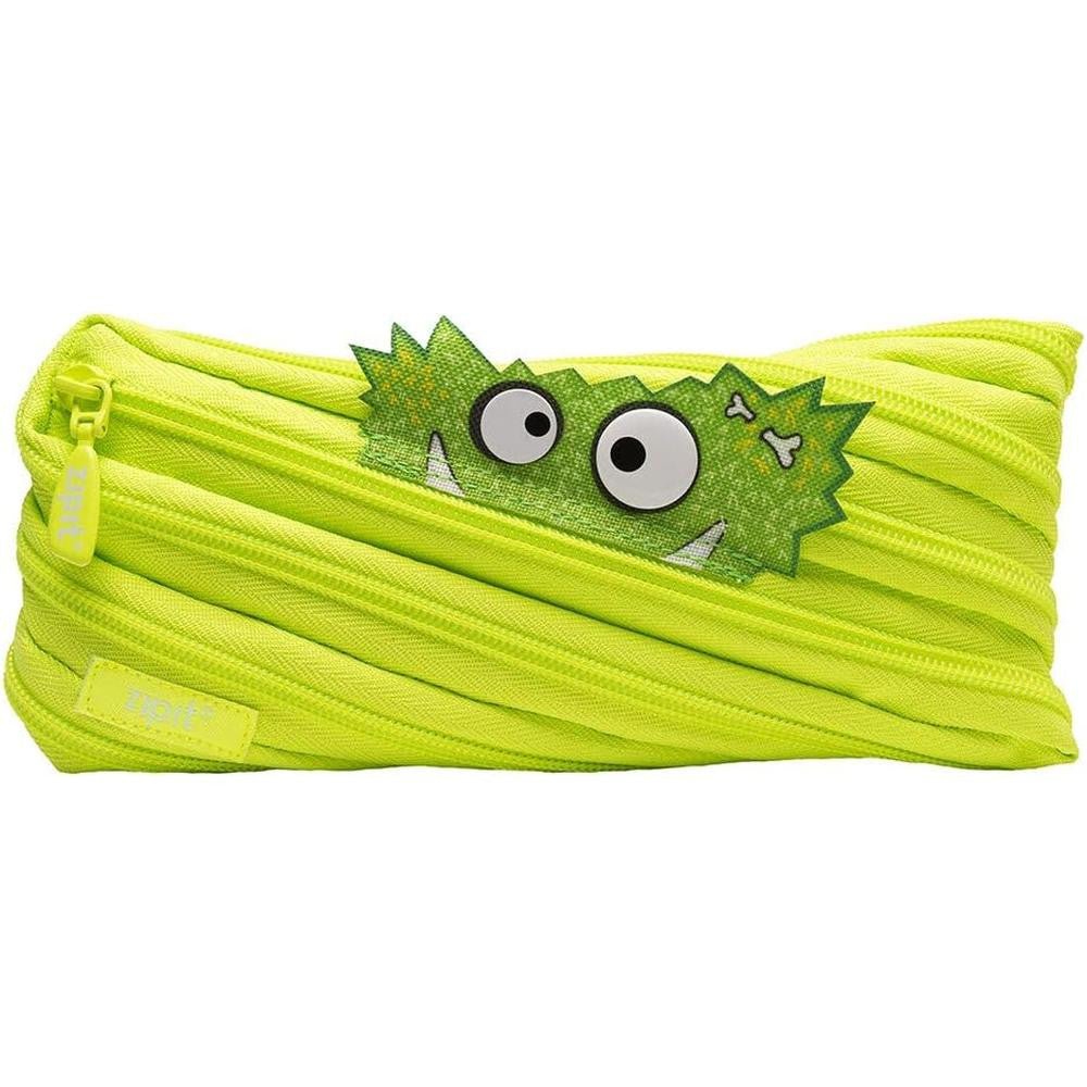 ZIPIT - Monstar Pencil Case for Kids, Cute Pen Pouch Holds Up to 30 Pens, Made of One Long Zipper! (Lime) - Marah Kids