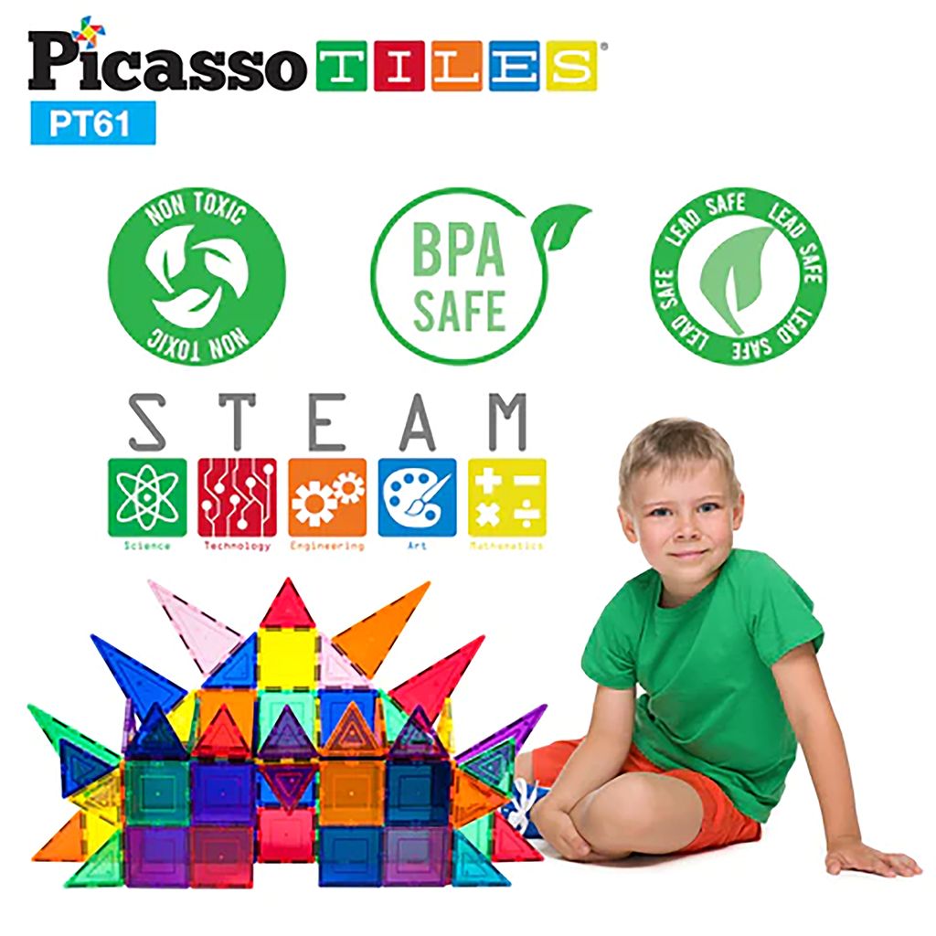 Picasso Magnetic Tiles Bldg Set 61Pcs
