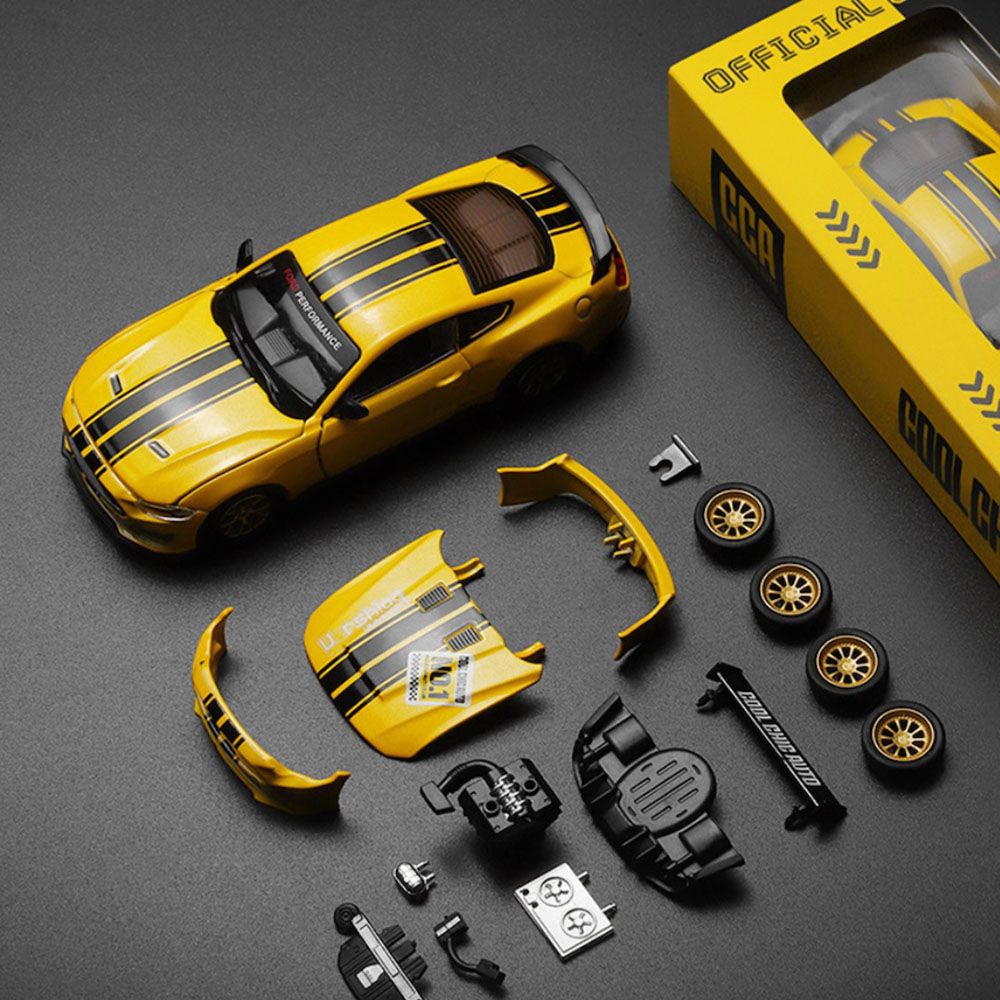 D - power MSZ – Ford Mustang GT DIY - Yellow | Die - Cast Replica, Ultimate Collector's Item, Muscle Cars | Toy Car, Make Your Own Race Car - DIY Collection | Size - 1:42, For Kids 3+ - Marah Kids