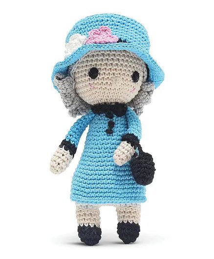 Happy Threads Handmade Crocheted Queen Elizabeth (6 inch) – Multicolour | Crochet Toys | Child Safe | for Babies 6 Months & Above | Dolls for Boys/Girls| For Birthday Gift | Decorative Items for Room - Marah Kids