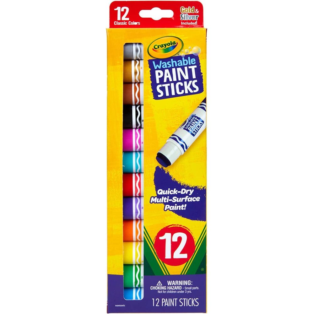 Crayola – Washable Paint Sticks | Quick Dry, Multi Surface Paint, Pack of 12 | Classic Colors, 4+ Yrs - Marah Kids