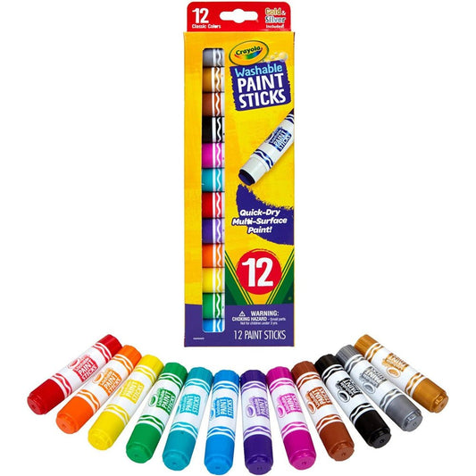 Crayola – Washable Paint Sticks | Quick Dry, Multi Surface Paint, Pack of 12 | Classic Colors, 4+ Yrs - Marah Kids