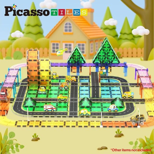 Picasso Magnetic Tiles Highway Printed Set 16 - pieces - Marah Kids