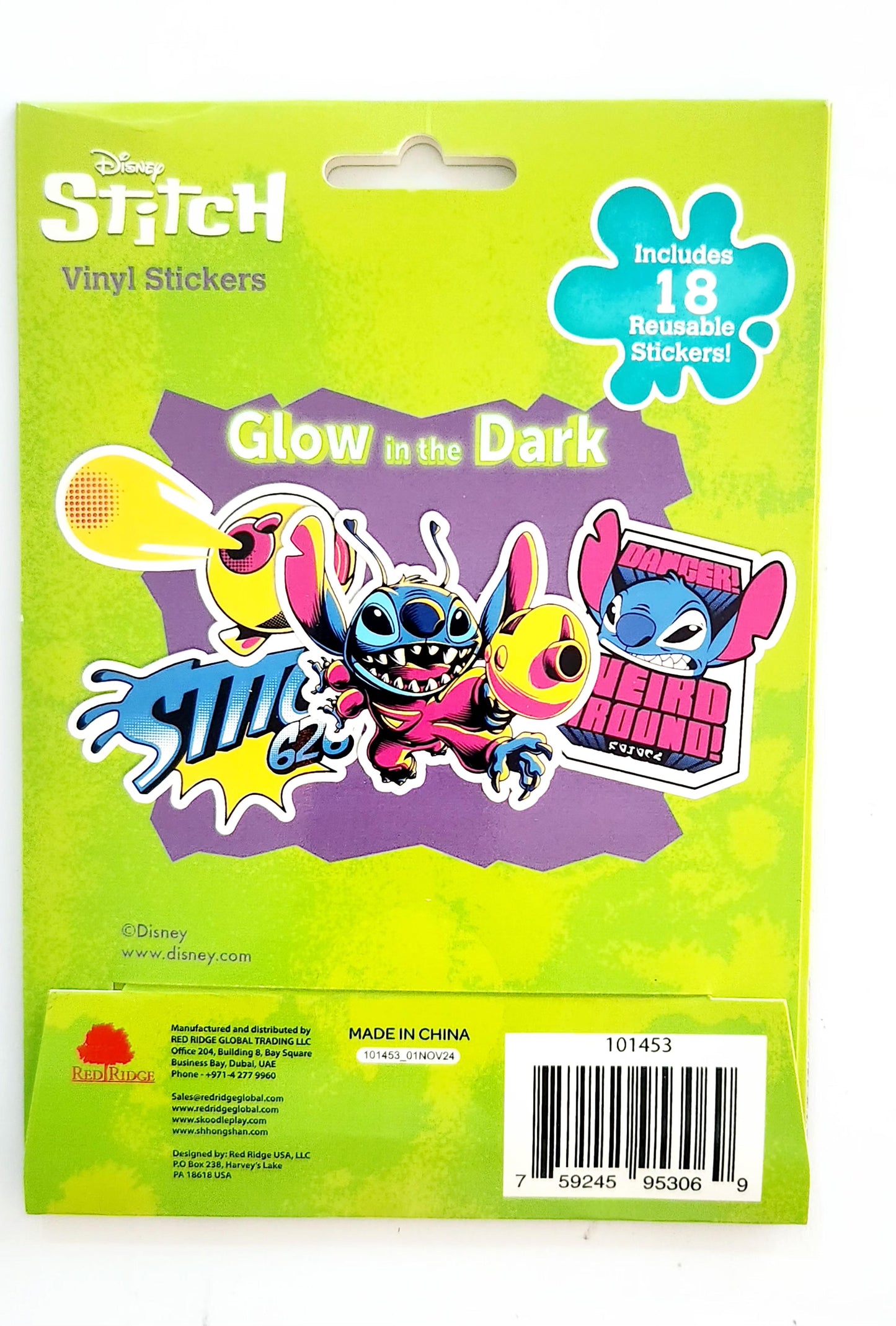 Disney Stitch Glow In The Dark Stickers