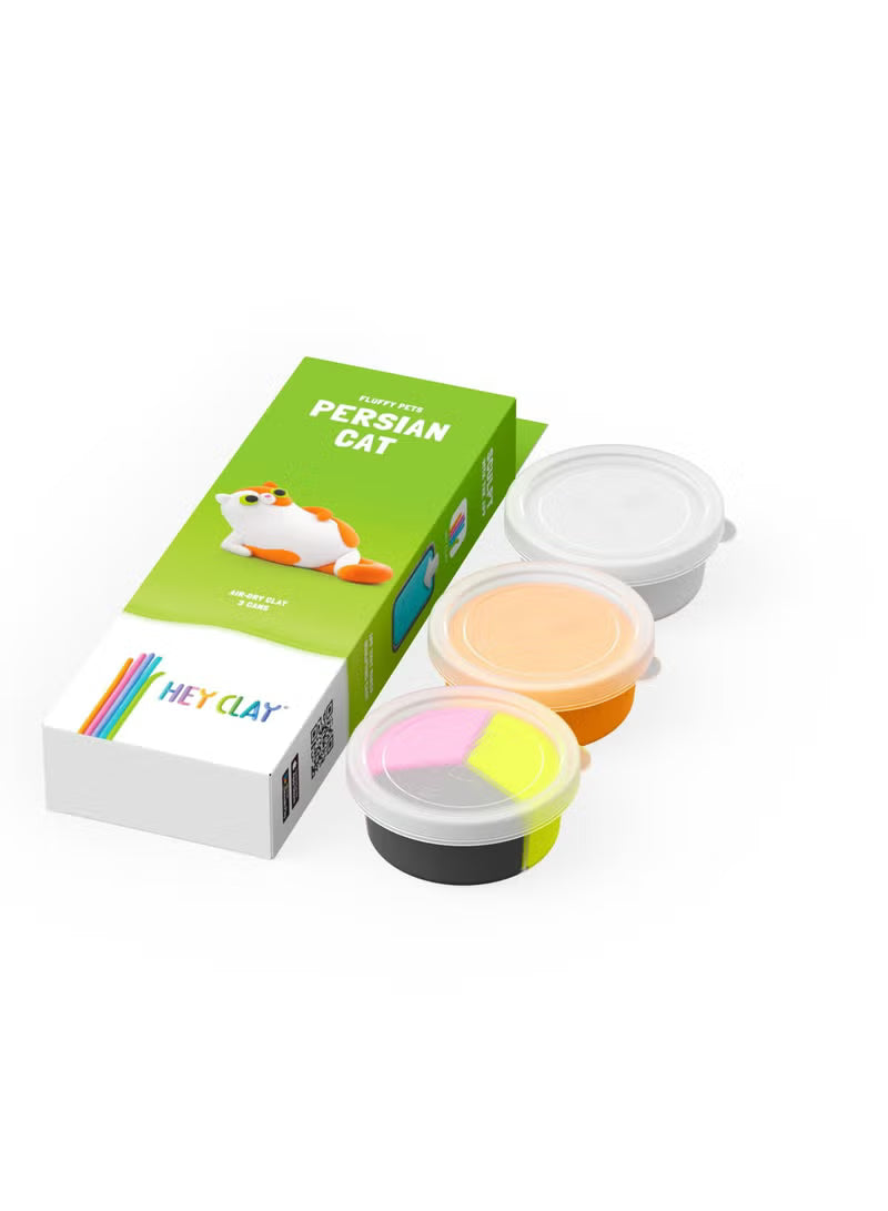 Hey Clay Fluffy Pets Persian Cat: Modelling Air-Dry Clay with App, 3 Cans