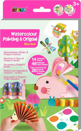 Avenir Watercolour Painting & Origami-Garden Multicolour | Encourage your child to be creative, great activity for rainy days, indoor play, travel and holidays | Ages 3+