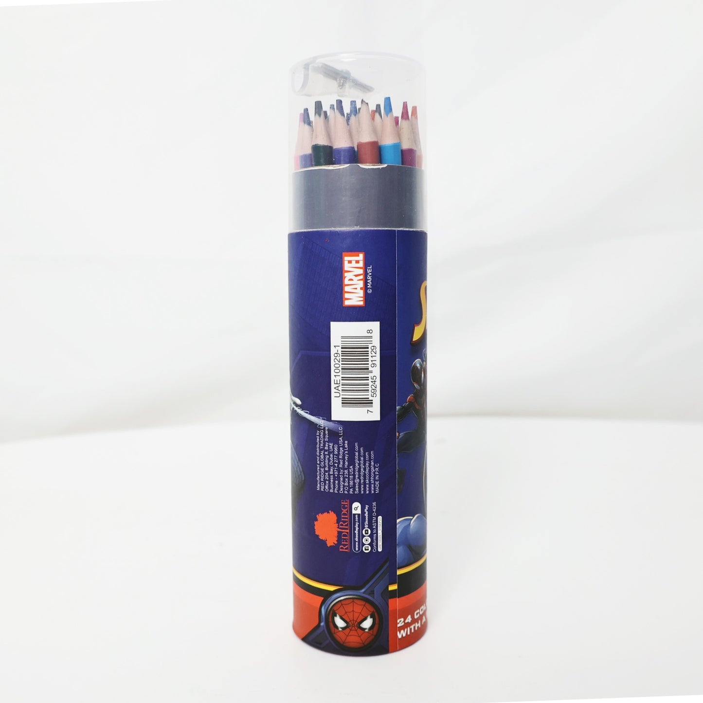 DISNEY SPIDER-MAN 24 COLORED PENCILS WITH SHARPENER