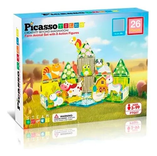 Picasso Magnetic Tiles Farm Animal Set 26 - pieces - Marah Kids