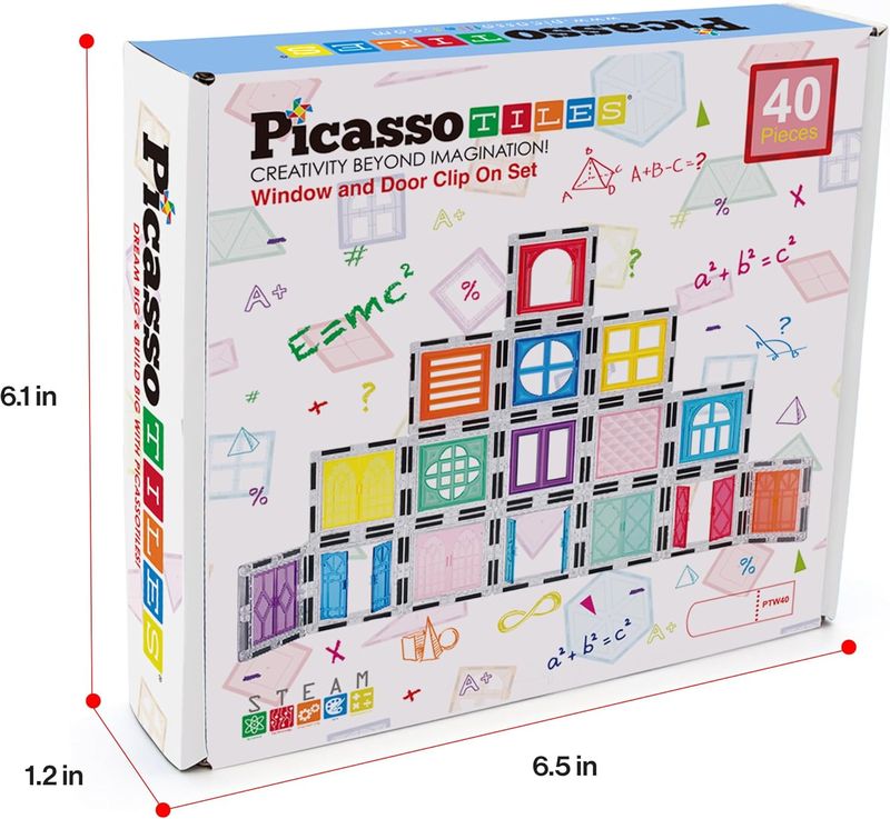 Picasso Magnetic Tiles Clip - On Window and Door 40 - pieces - Marah Kids