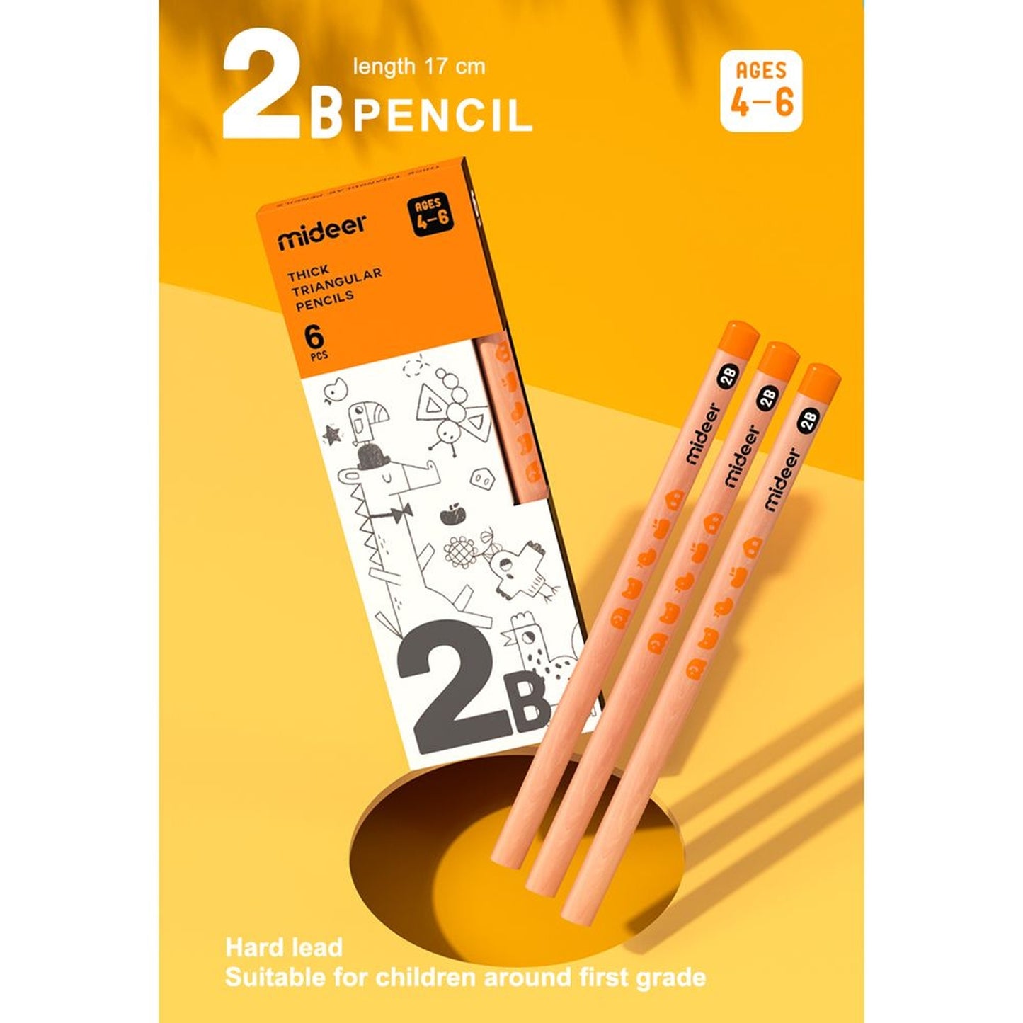Triangular Pencil 2B - 6 Pcs