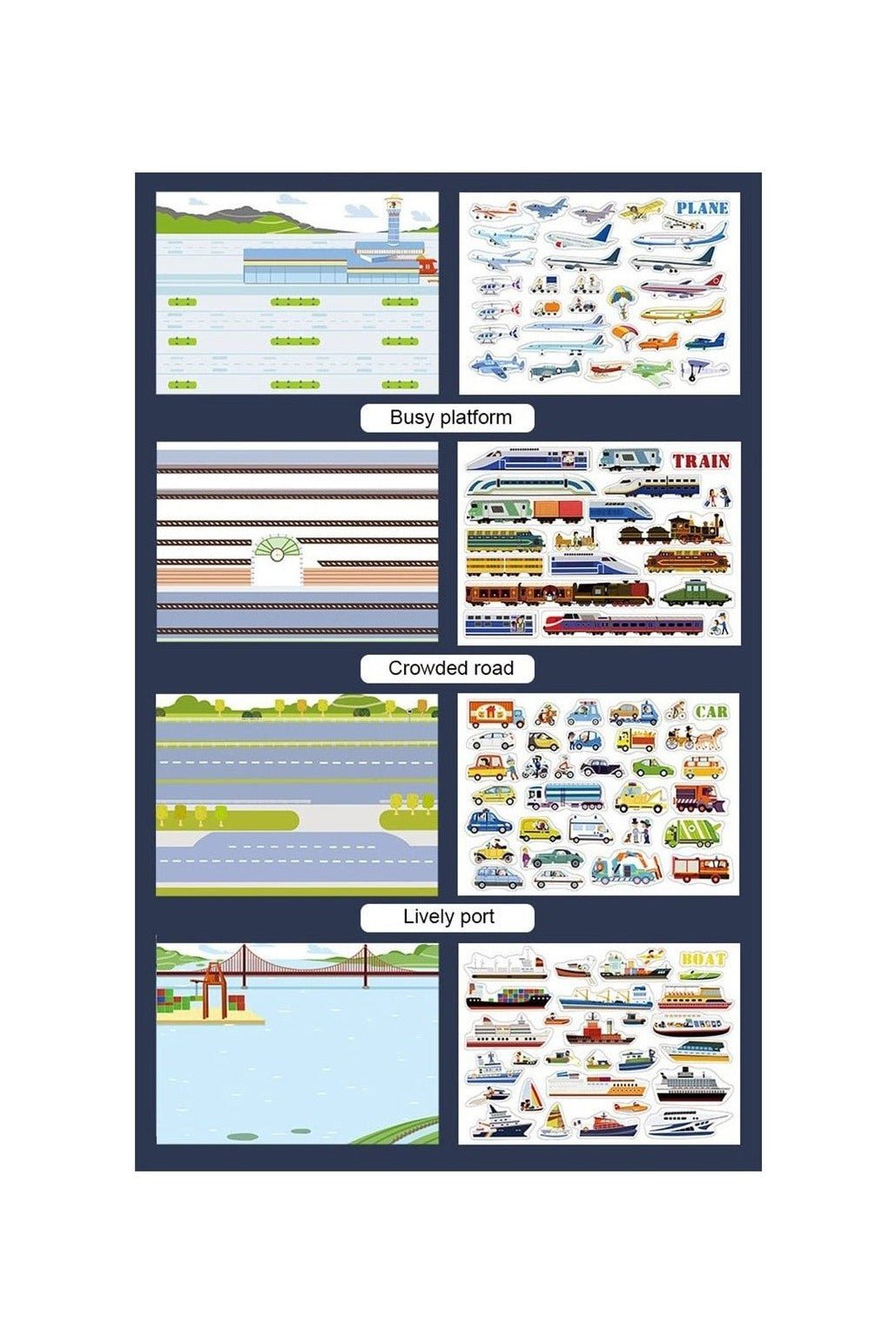 Transportation Reusable Stickers - Marah Kids