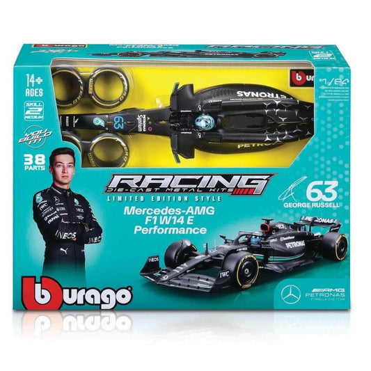 Bburago 1:24 Formula Model Kit (With Helmet, Without Plastic Stand) - Mercedes - Amg F1 W14 E Performance - 63 - Marah Kids