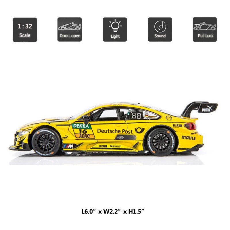 D - Power 1:32 Die - Cast BMW M4 DTM 2017 Deutsche Post 16 Race Car with Lights & Sound - Marah Kids