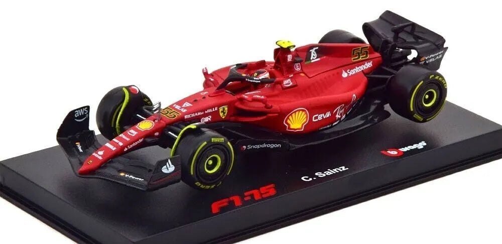 Formula Racing 2022 Ferrari F1 - 75 55 Carlos Sainz 1/43 Scale Diecast Model by Bburago - Marah Kids