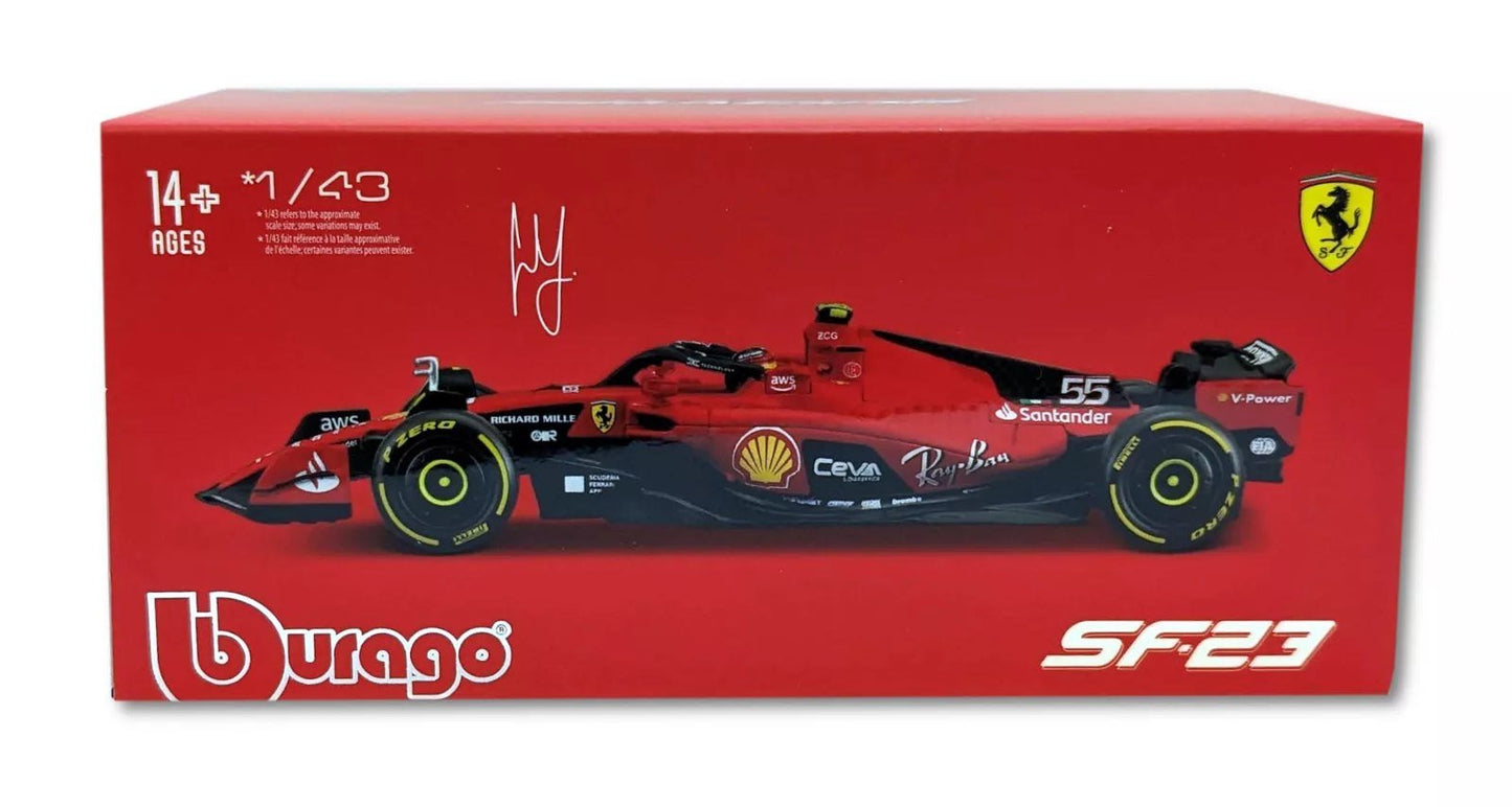 Bburago 18 - 36835S F1 Ferrari SF - 23 55 Carlos Sainz with Helmet 1:43 Scale Diecast Model - Marah Kids