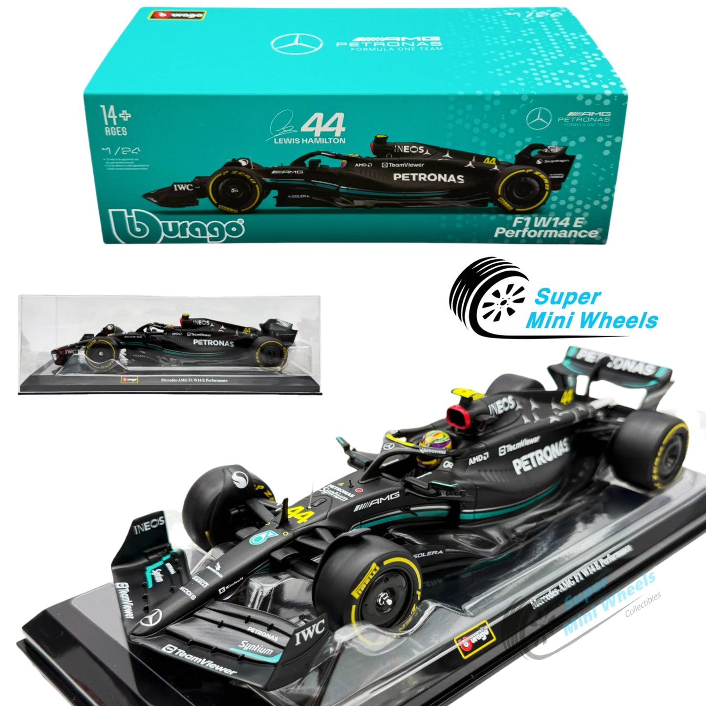 Bburago 1:24 Formula Model Kit (with helmet & plastic stand) - Mercedes-AMG F1 W14 E Performance