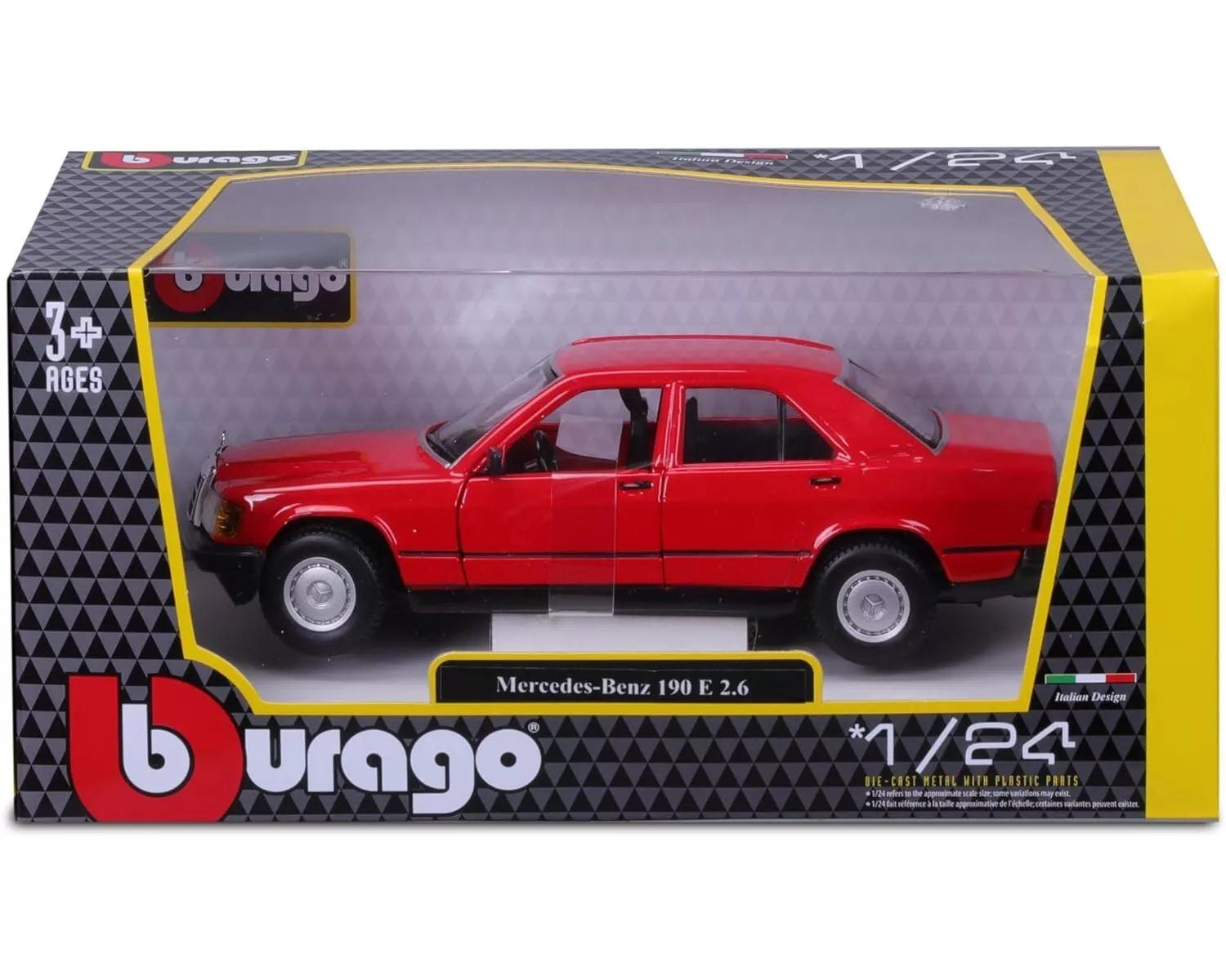 Bburago 18 - 21103 Model Car - Mercedes 190E '87 (Red, Scale 1:24) - Marah Kids