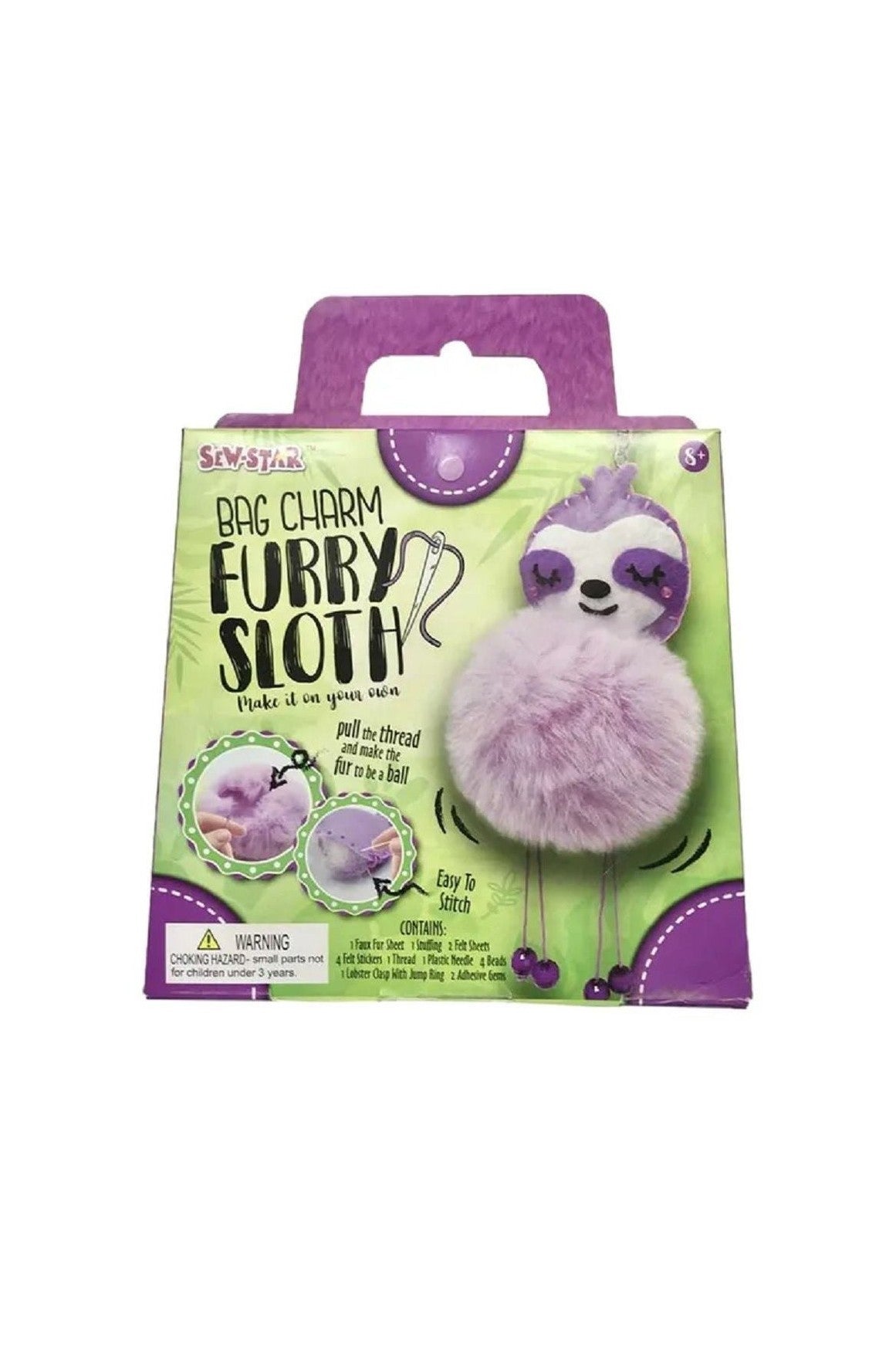 Sew Star - Make It Your Own Bag Charm - Furry Sloth - Marah Kids
