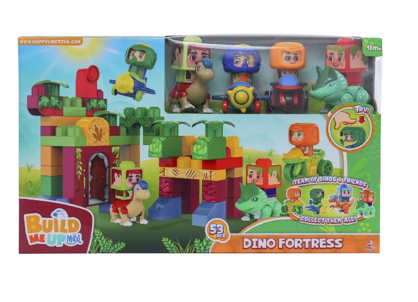 Happy Line - Build Me Up Maxi Dino Park Playset 53 Pieces - Marah Kids