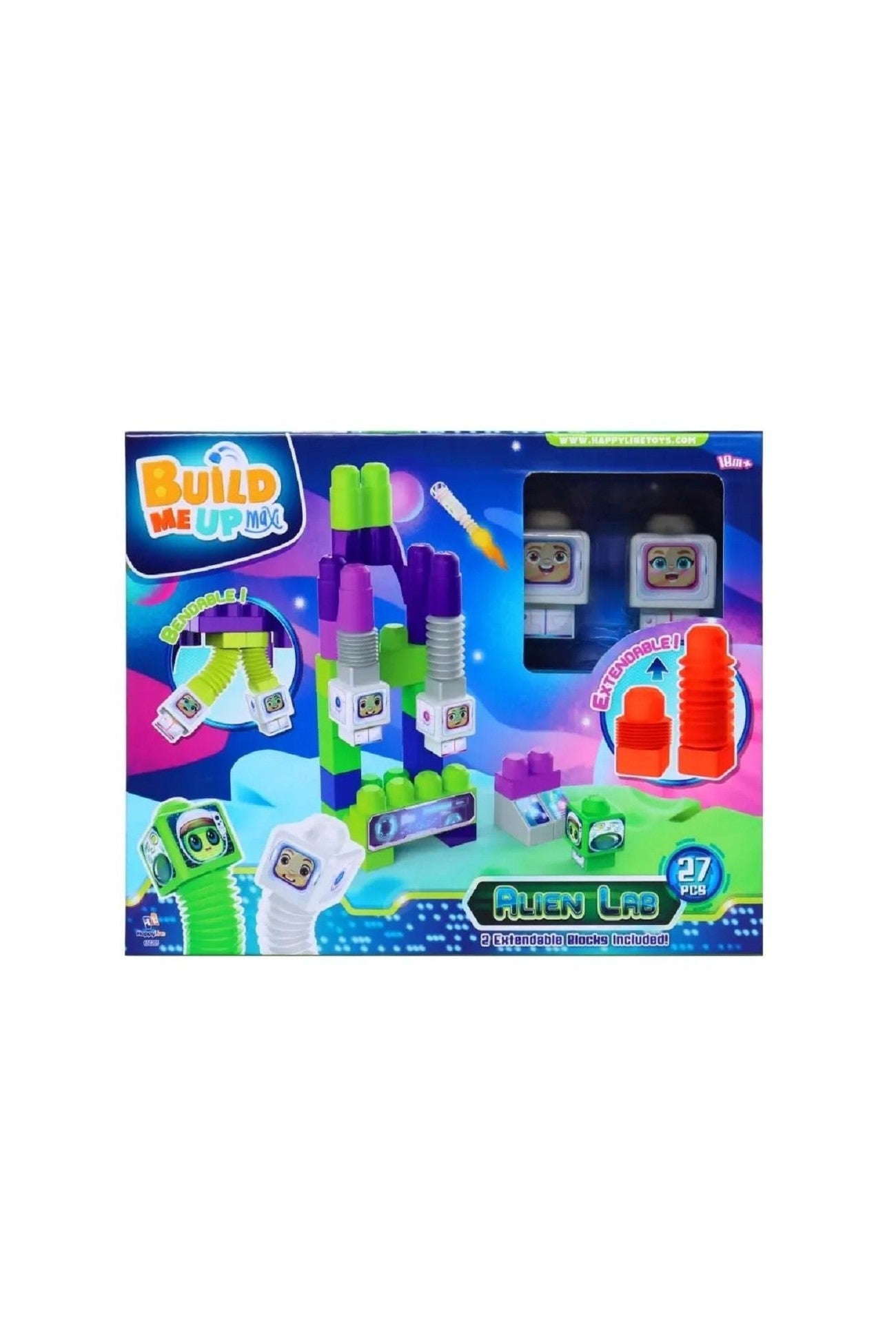 Happy Line - Build Me Up Maxi Alien Lab Blocks 27 Pieces - Marah Kids