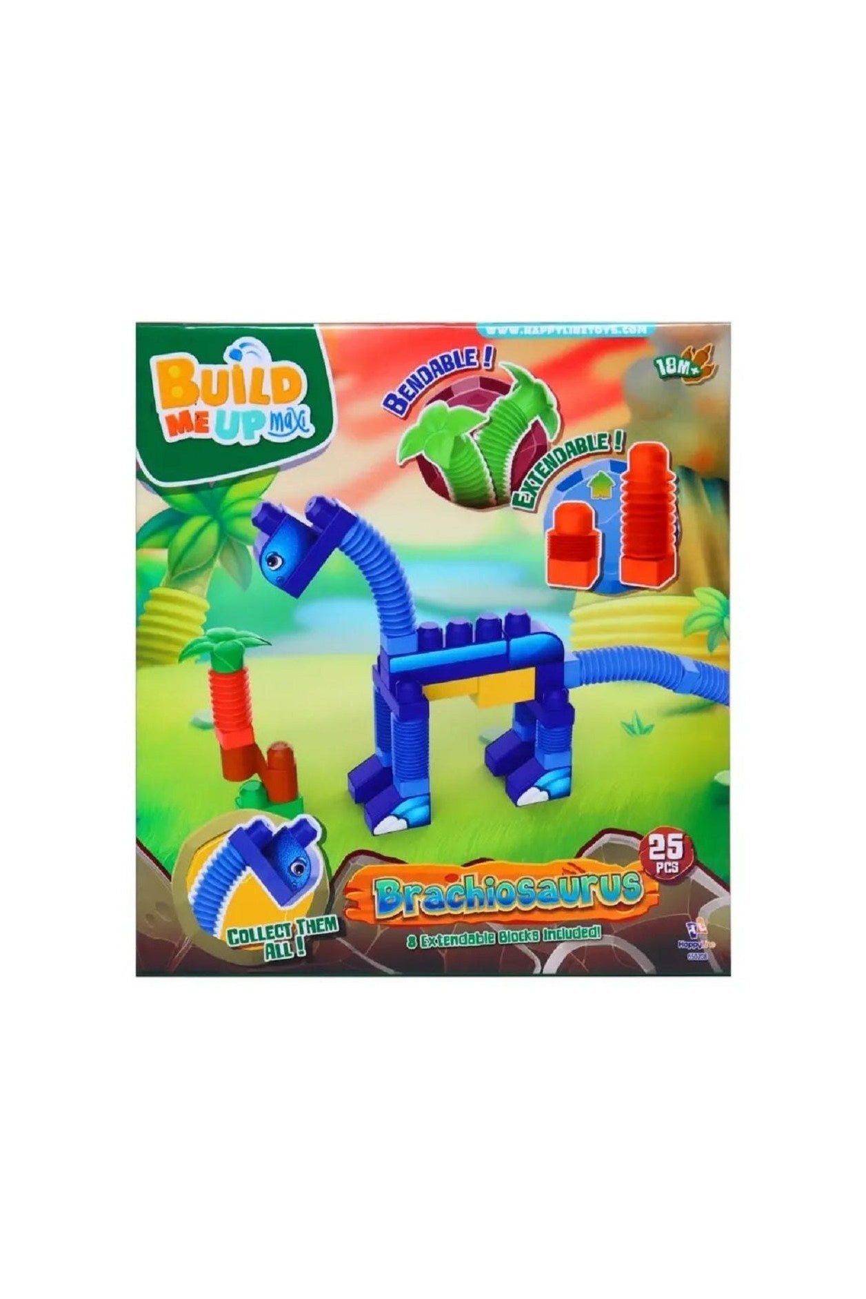 Happy Line - Build Me Up Maxi Brachiosaurus Dino Blocks 25 Pieces - Marah Kids