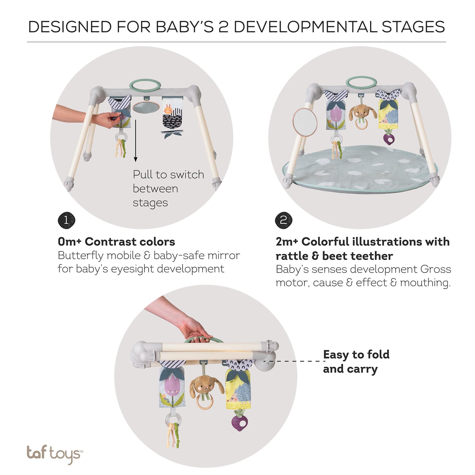 Taf Toys Urban Garden Foldable Gym | Double - Sided Baby Play Gym, 0M+ - Marah Kids