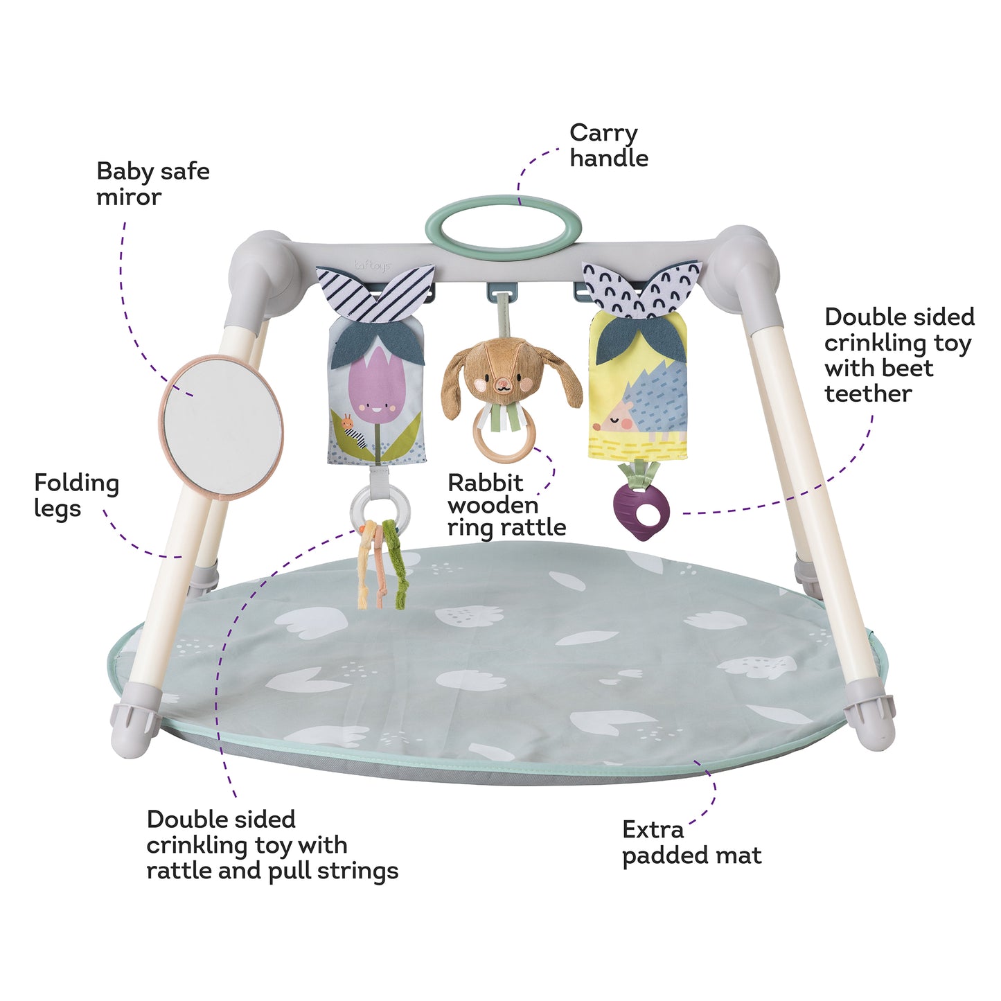 Taf Toys Urban Garden Foldable Gym | Double-Sided Baby Play Gym, 0M+