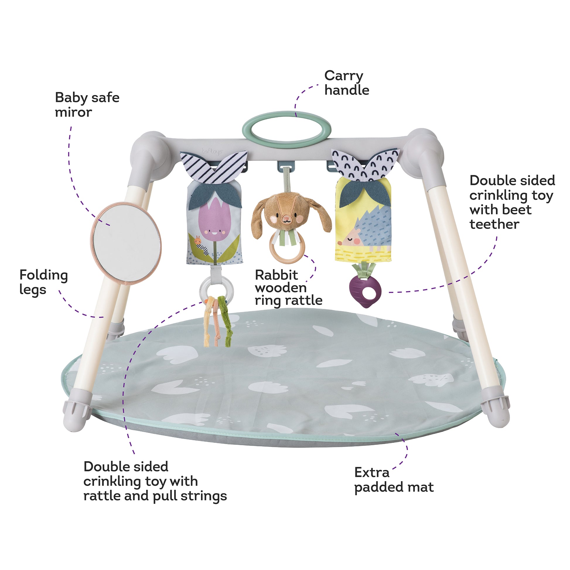 Taf Toys Urban Garden Foldable Gym | Double - Sided Baby Play Gym, 0M+ - Marah Kids