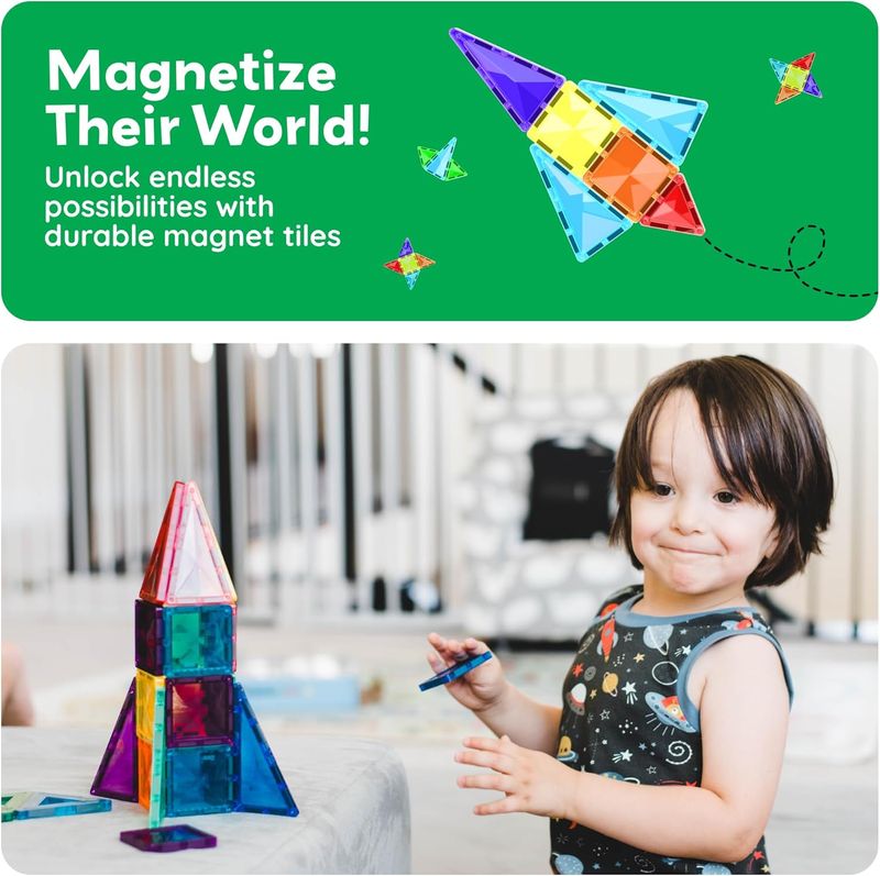 Picasso Magnetic Tiles Diamond Series with 1 Car 80 - pieces - Marah Kids