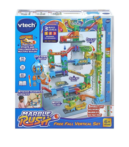 VTech Marble Rush Free Fall Vertical Set with Motorized Lift, 84 Pieces & 10 Marbles - Marah Kids