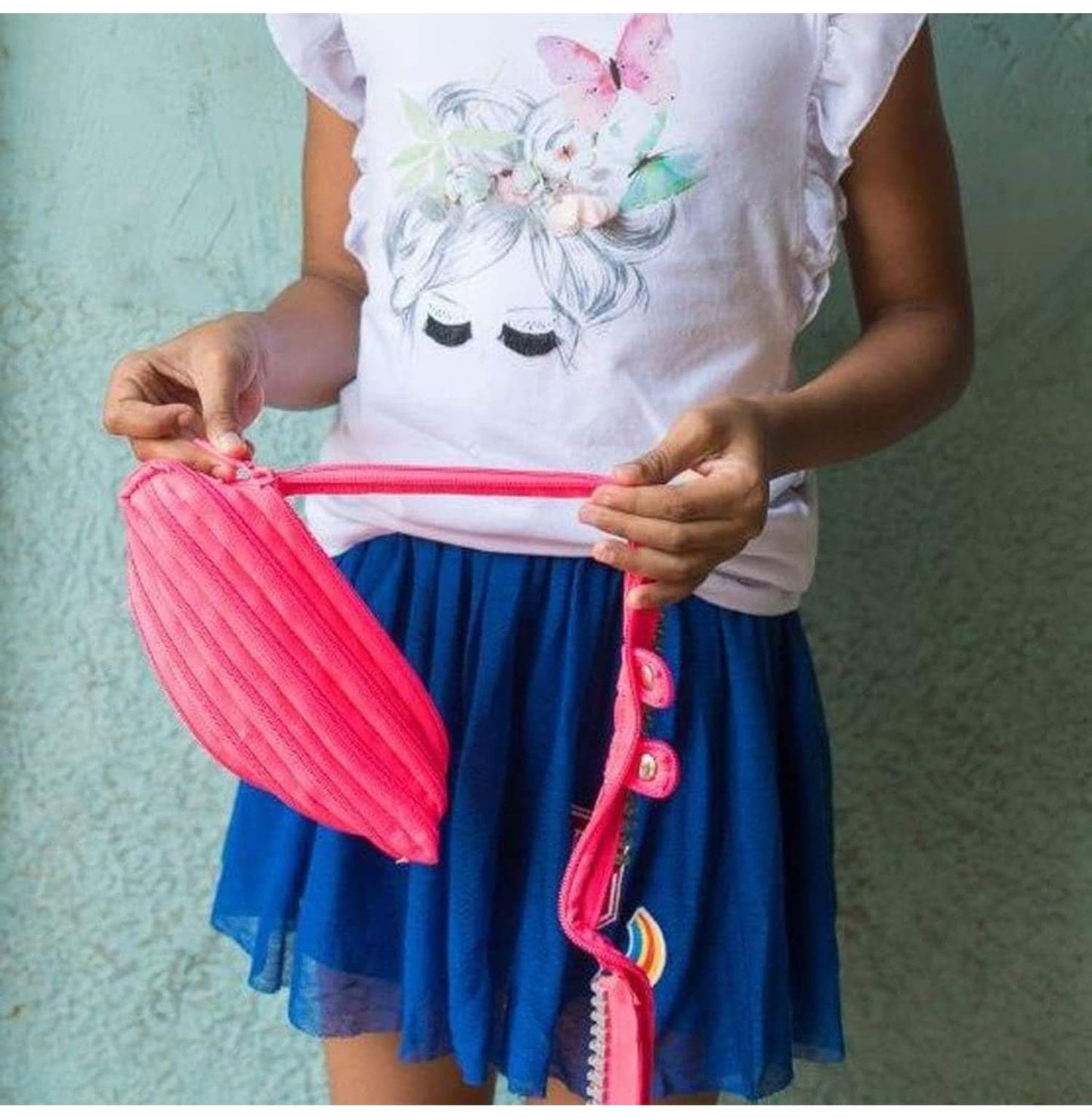 ZIPIT - Monster Pencil Case for Girls, Holds Up to 30 Pens, Machine Washable, Made of One Long Zipper! (Pink) - Marah Kids