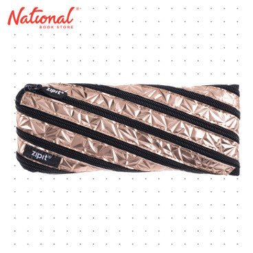 ZIPIT - Metallic Pencil Case for Girls, Holds Up to 30 Pens, Pouch Made of One Long Zipper! (Rose Gold) - Marah Kids