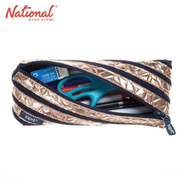 ZIPIT - Metallic Pencil Case for Girls, Holds Up to 30 Pens, Pouch Made of One Long Zipper! (Rose Gold) - Marah Kids