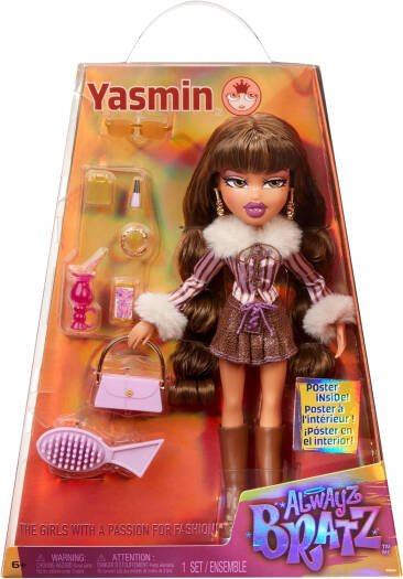 Bratz Alwayz Yasmin Fashion Doll with 10 Accessories - Multicolour | Stylish box design, great for display or gifting | Collectible Packaging | Ages 6 + up - Marah Kids