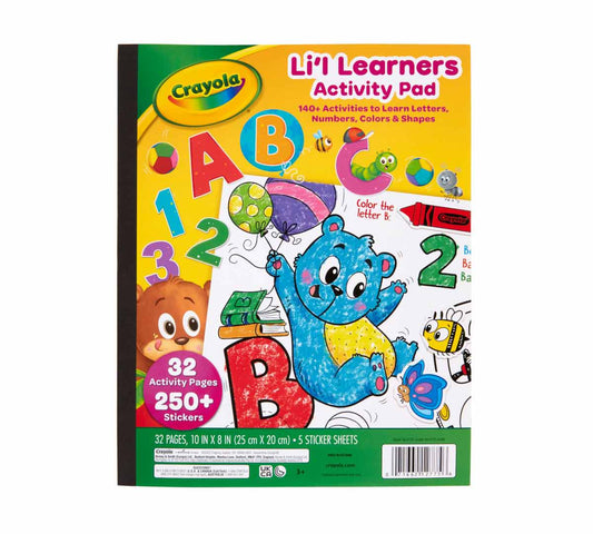 Crayola - Lil' Learners Activity Pad, 32 Pages + COLORING & STICKER BOOK – Multicolour | Recommended for ages 3 years and up - Marah Kids