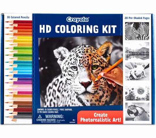 Crayola - HD Coloring Kit | 30 Colored Pencils & 20 Premium Coloring Pages - Marah Kids