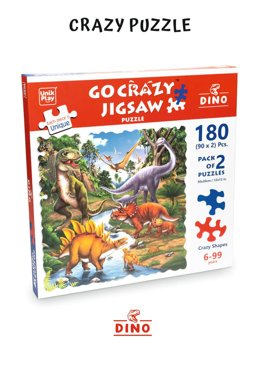 Unik Play - Go Crazy Jigsaw Puzzle | Attractive Cartoon Print Puzzle | 2 Puzzle Trays - Dino | Kids and Adults 6+ - Marah Kids